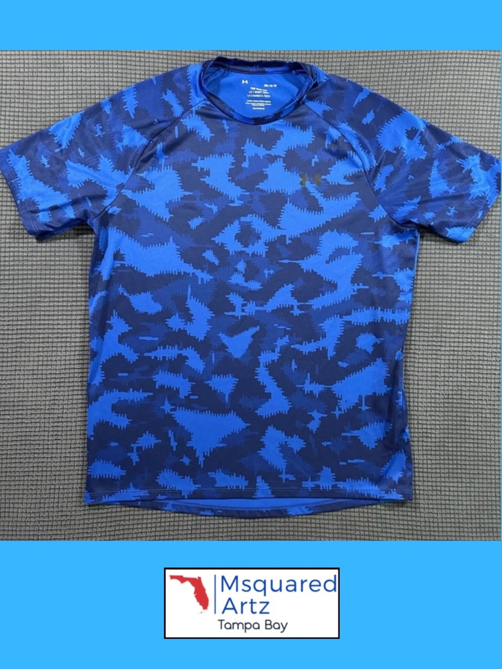 Under Armour Tech Tee Men's Medium Blue Camo HeatGear Performance Shirt
